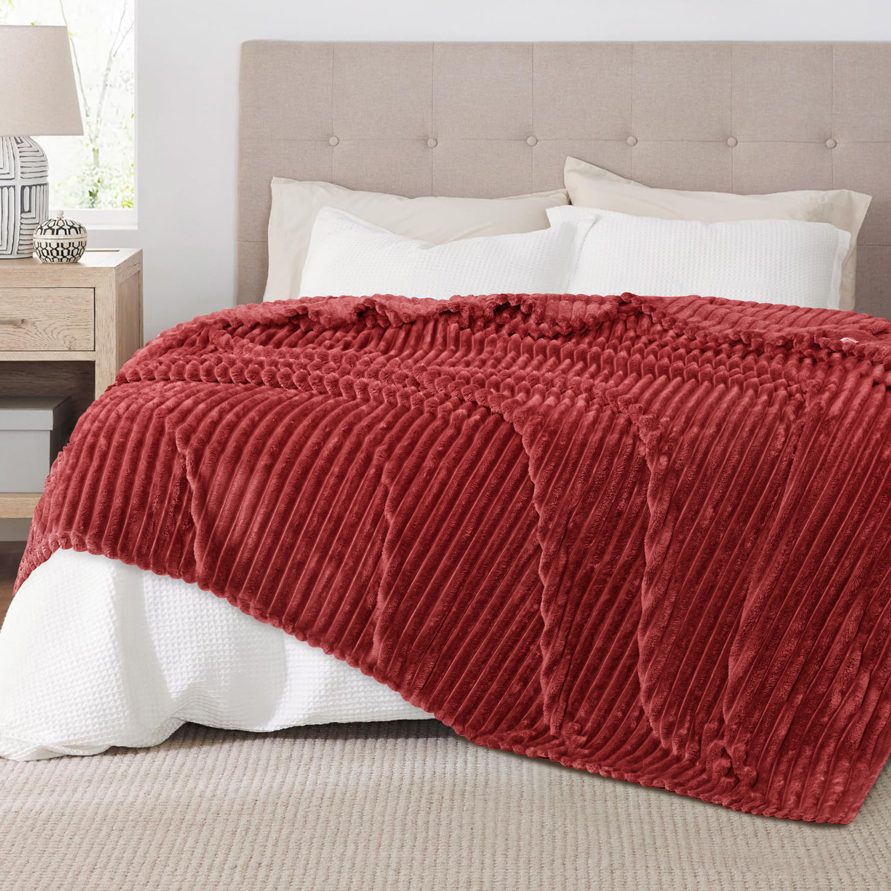 Striped Fleece Bed Blanket
