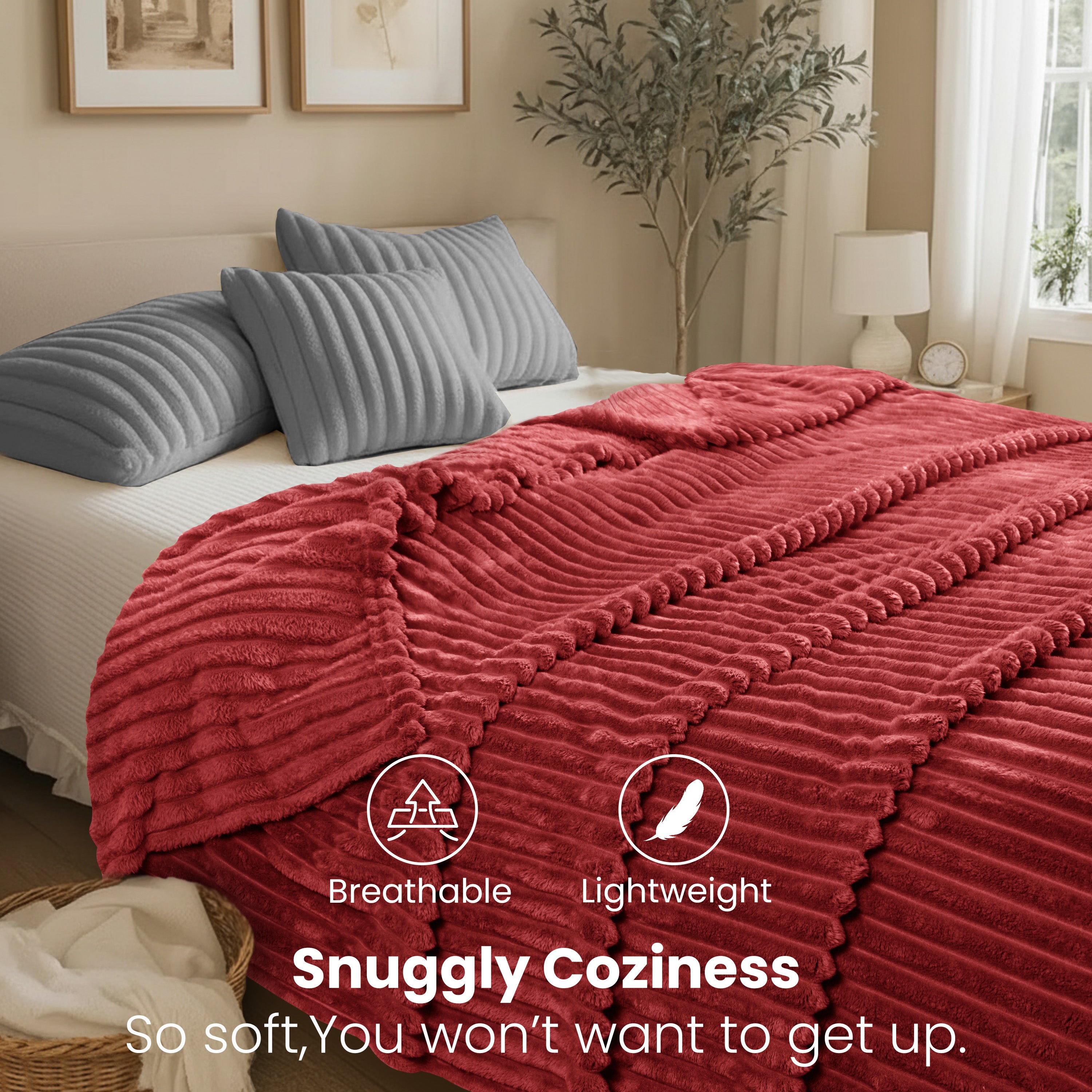 Striped Fleece Bed Blanket