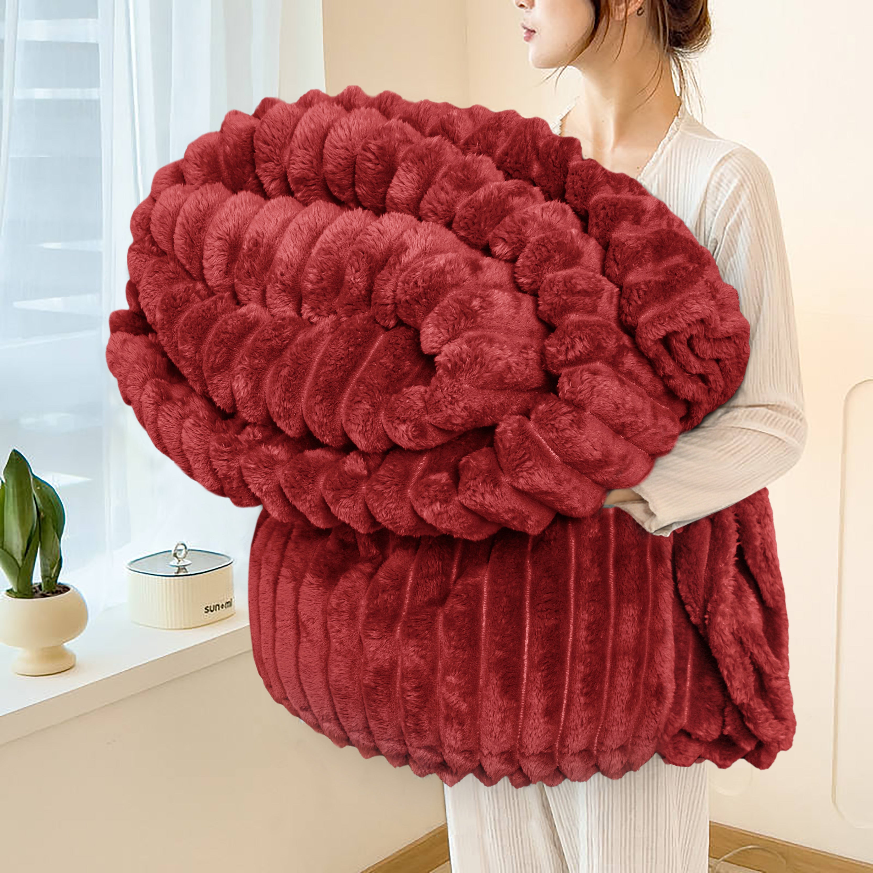 Striped Fleece Bed Blanket