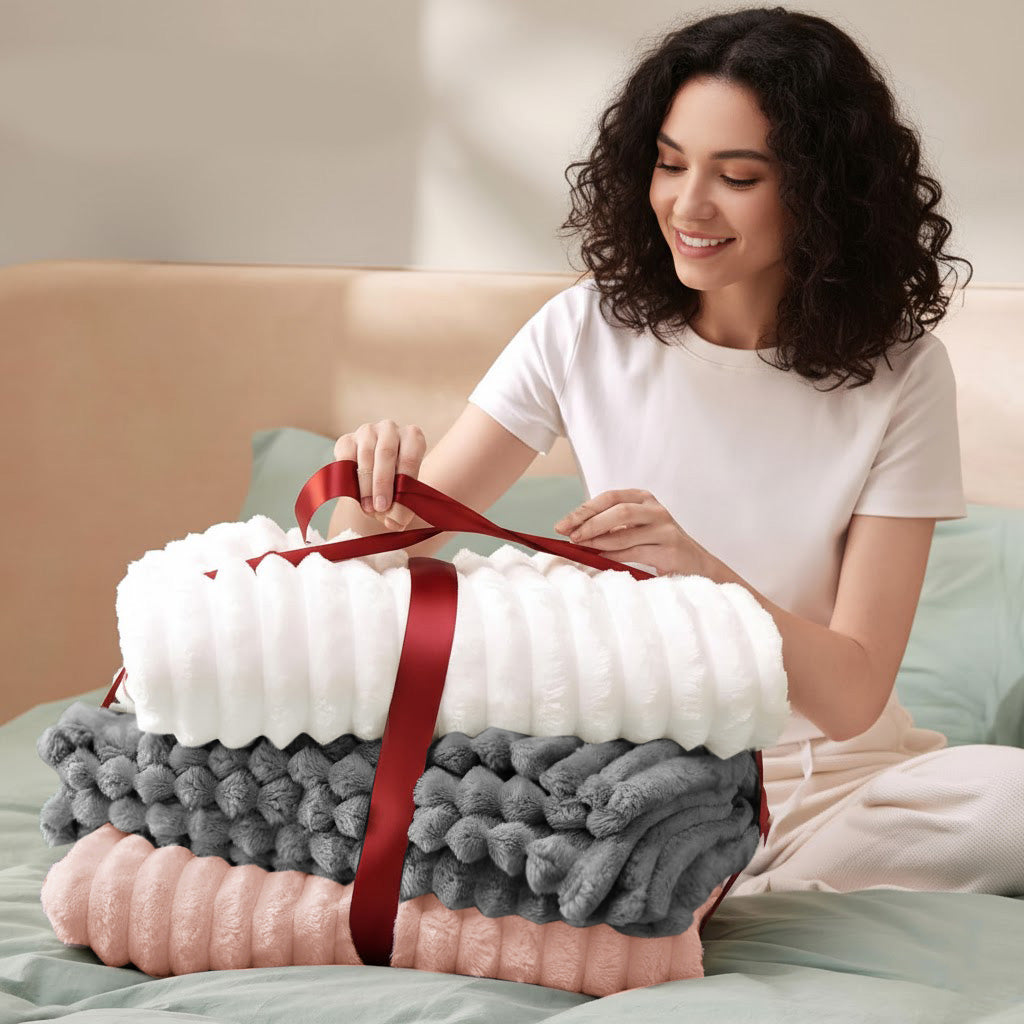 Striped Fleece Bed Blanket