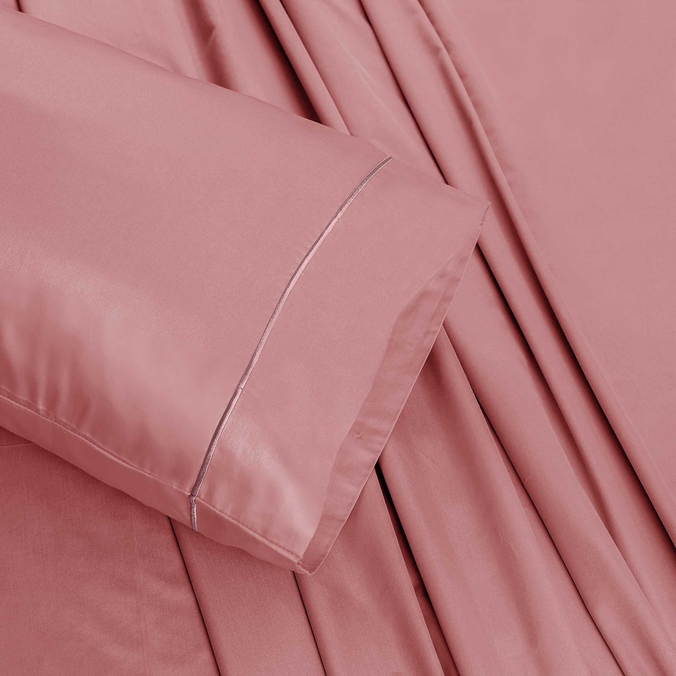 Barrata Stitch Cotton Sateen Sheet Set Rose Dawn