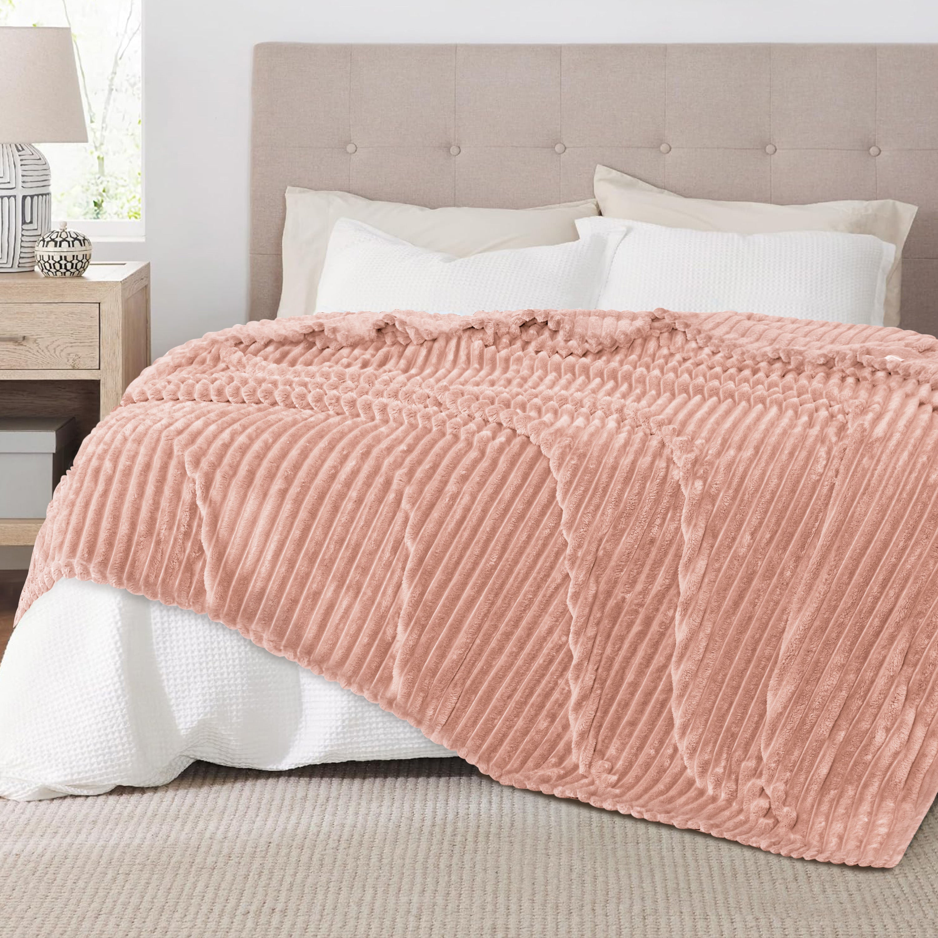 Striped Fleece Bed Blanket