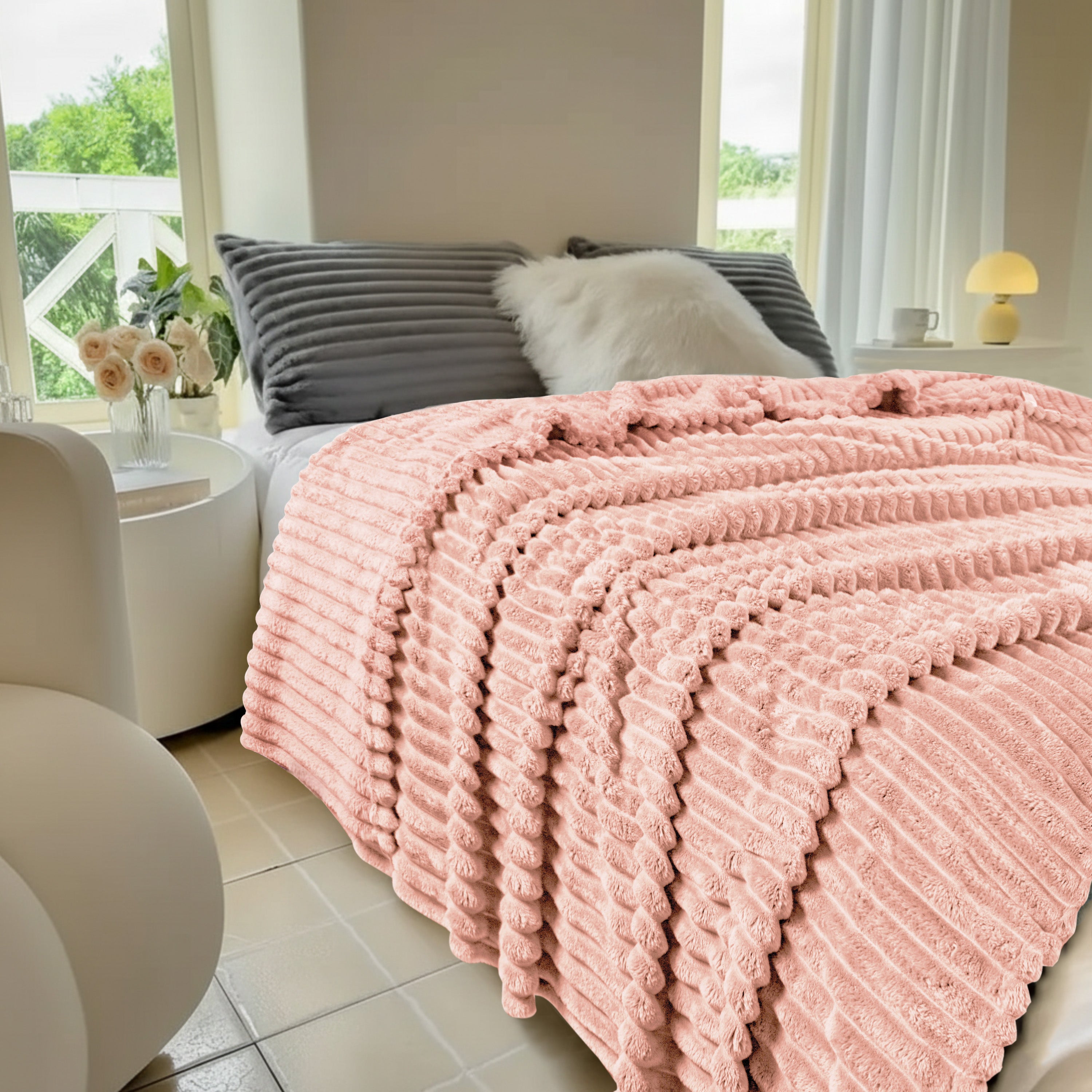 Striped Fleece Bed Blanket