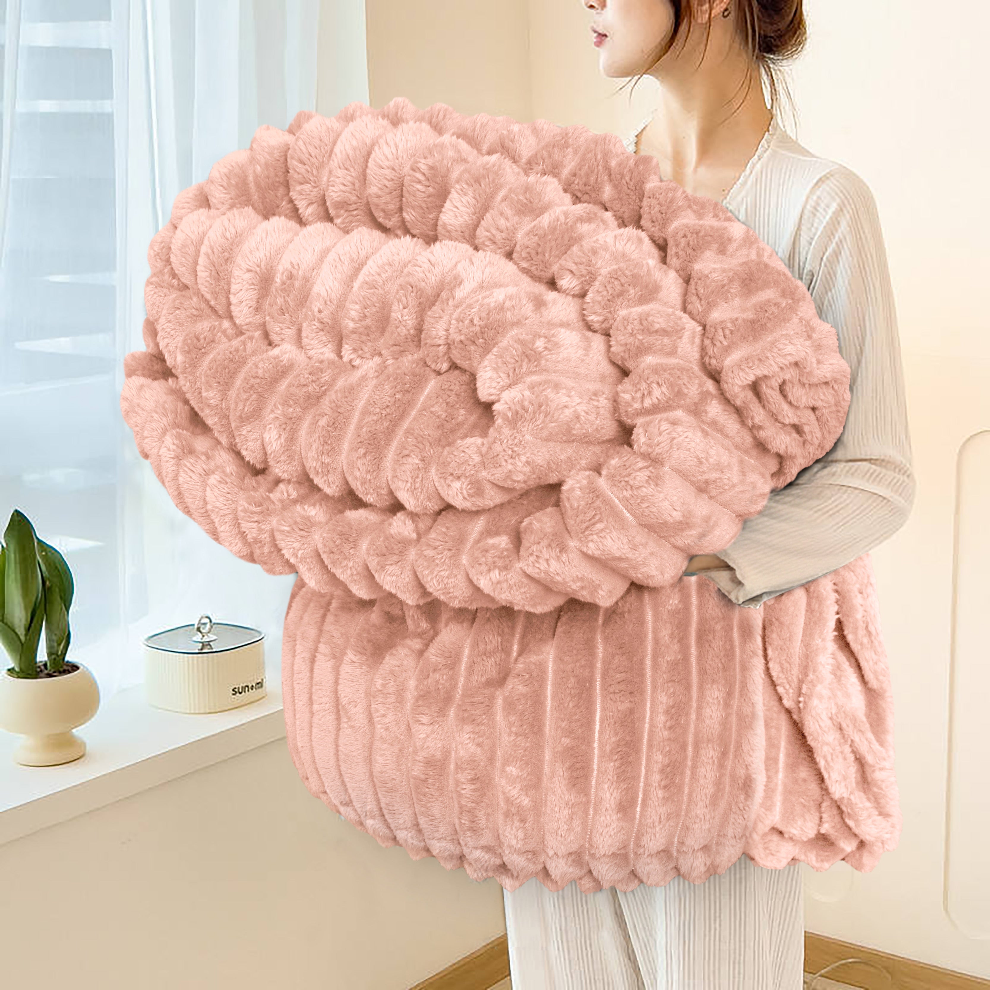 Striped Fleece Bed Blanket