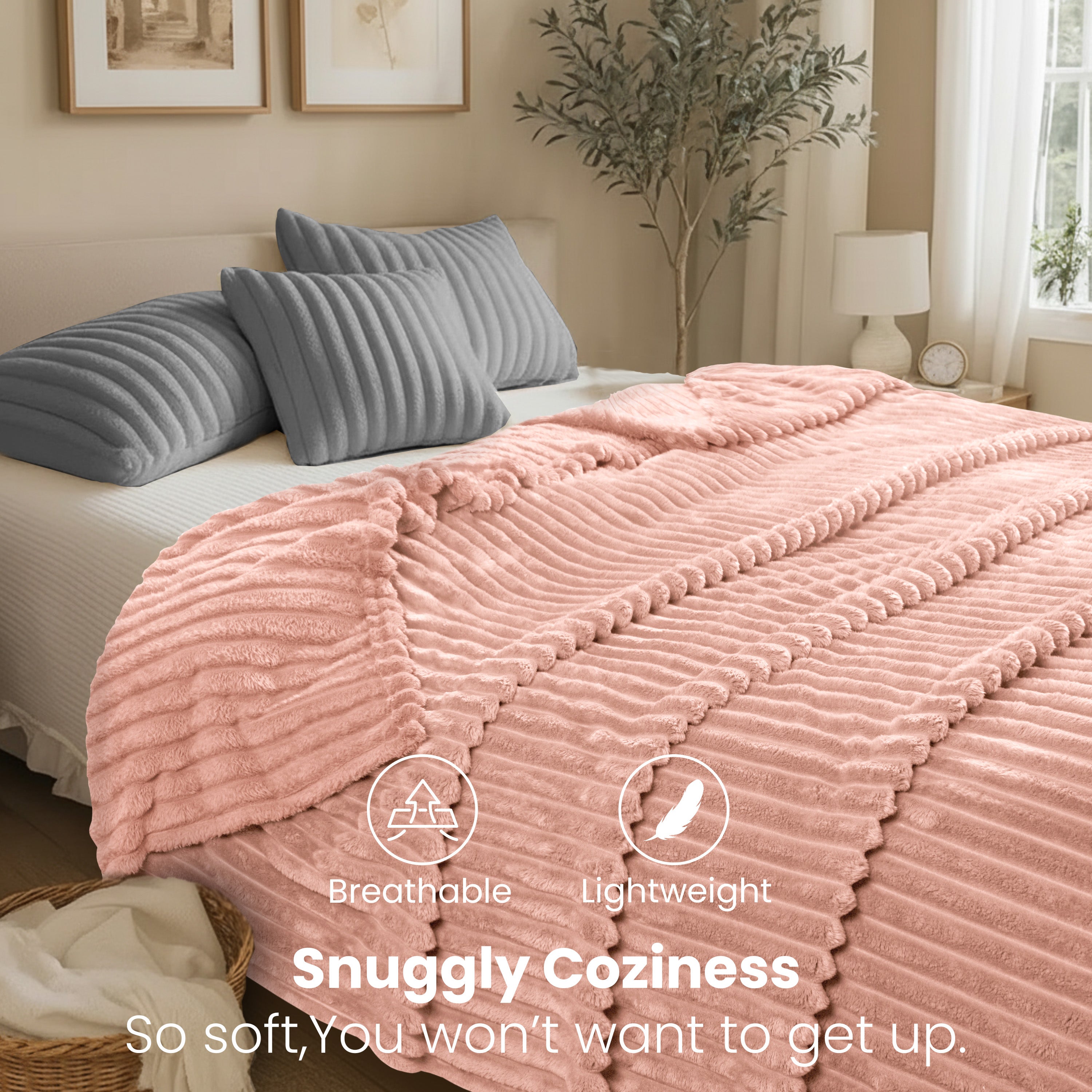 Striped Fleece Bed Blanket