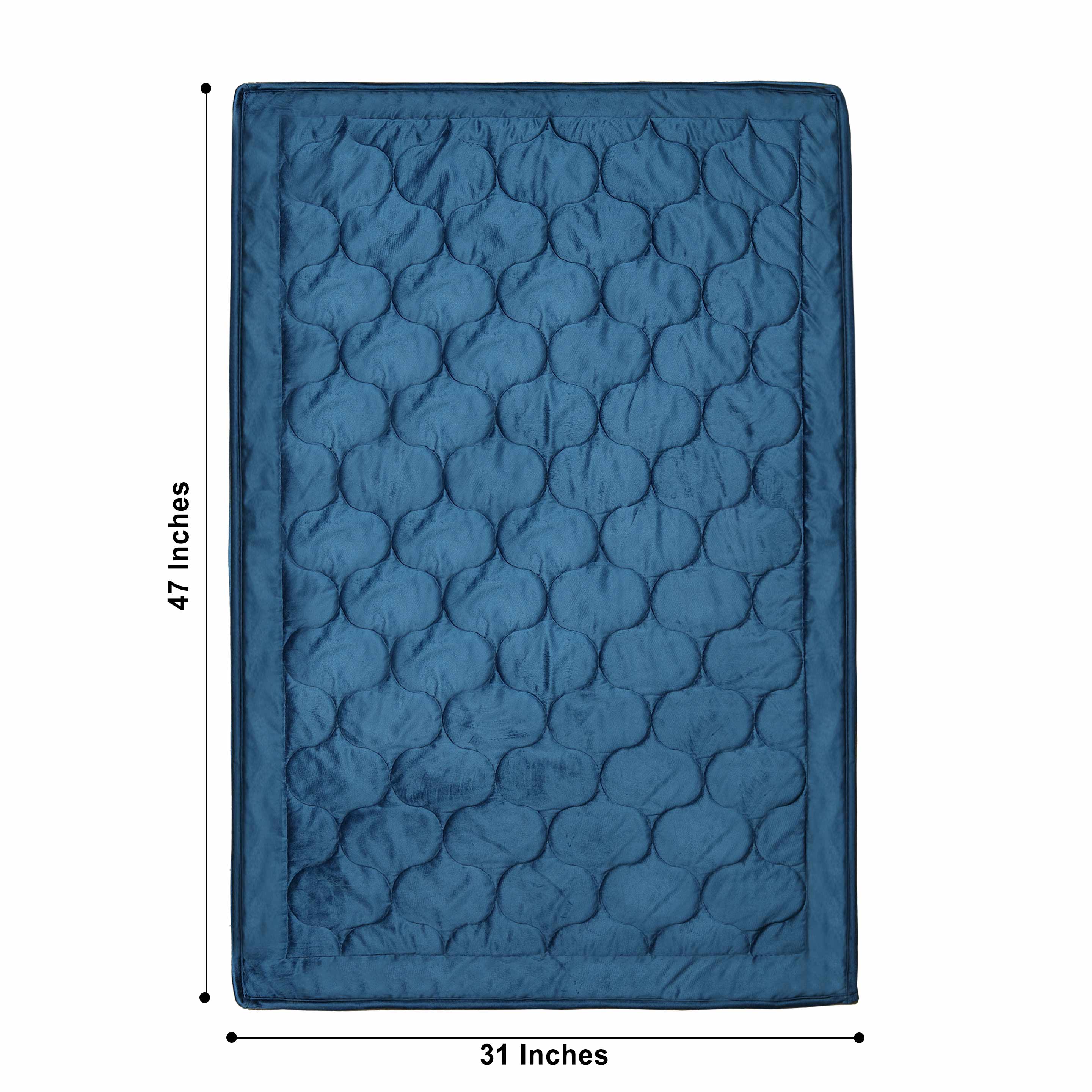 Luxury Crush Velvet Rugs Navy Blue