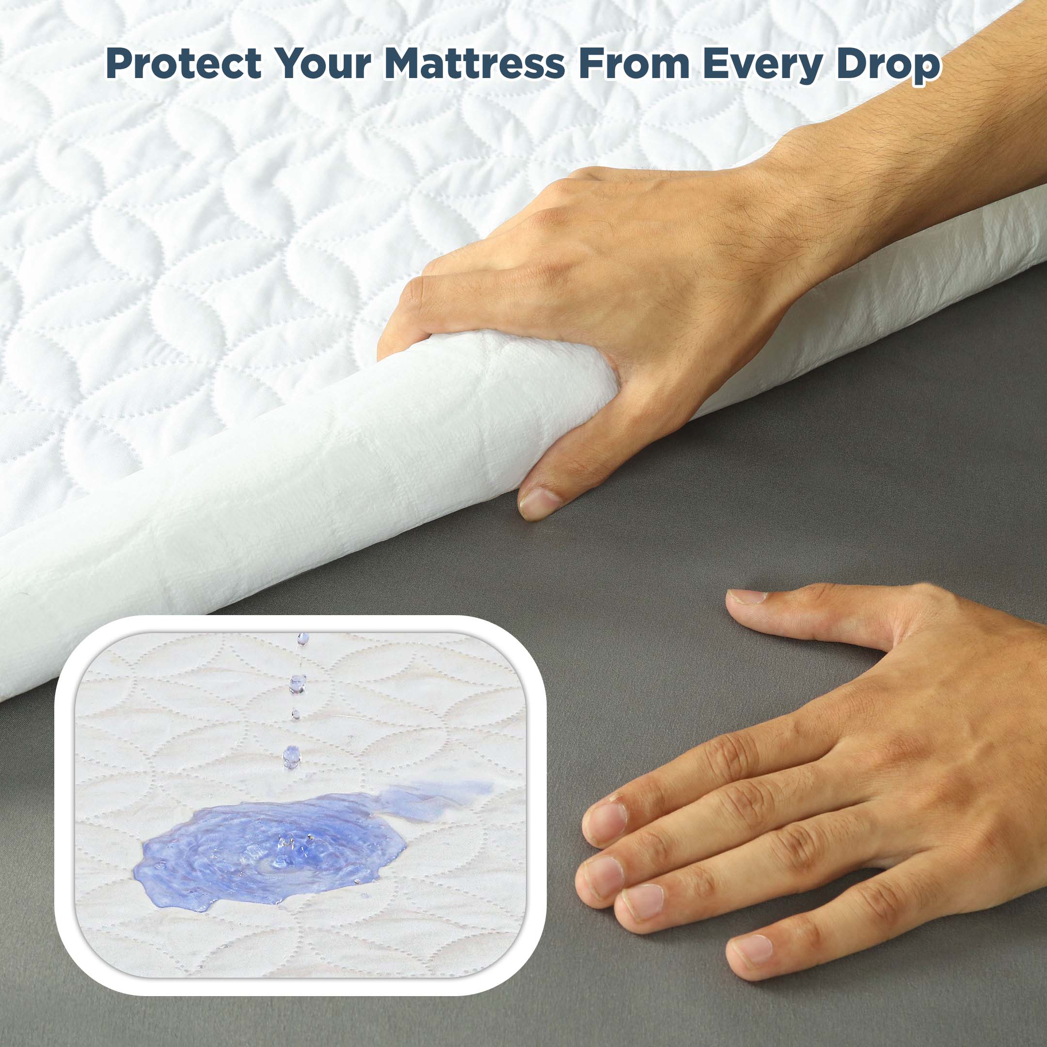 Waterproof Embossed Mattress Protector Elastic Straps