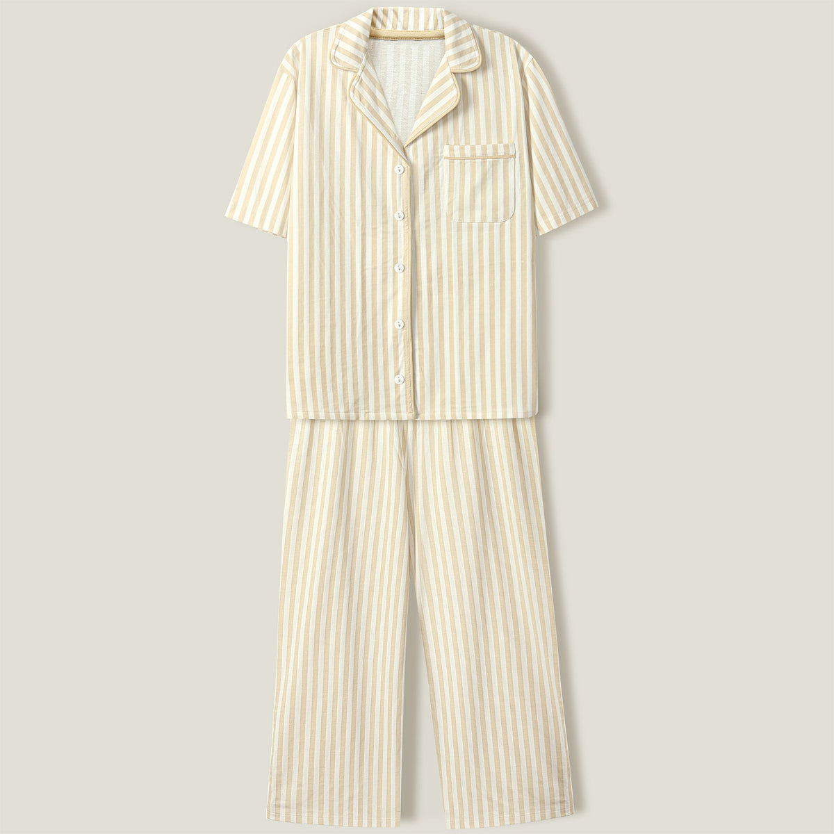 Beige Stripe Lounge wear- 2pc set