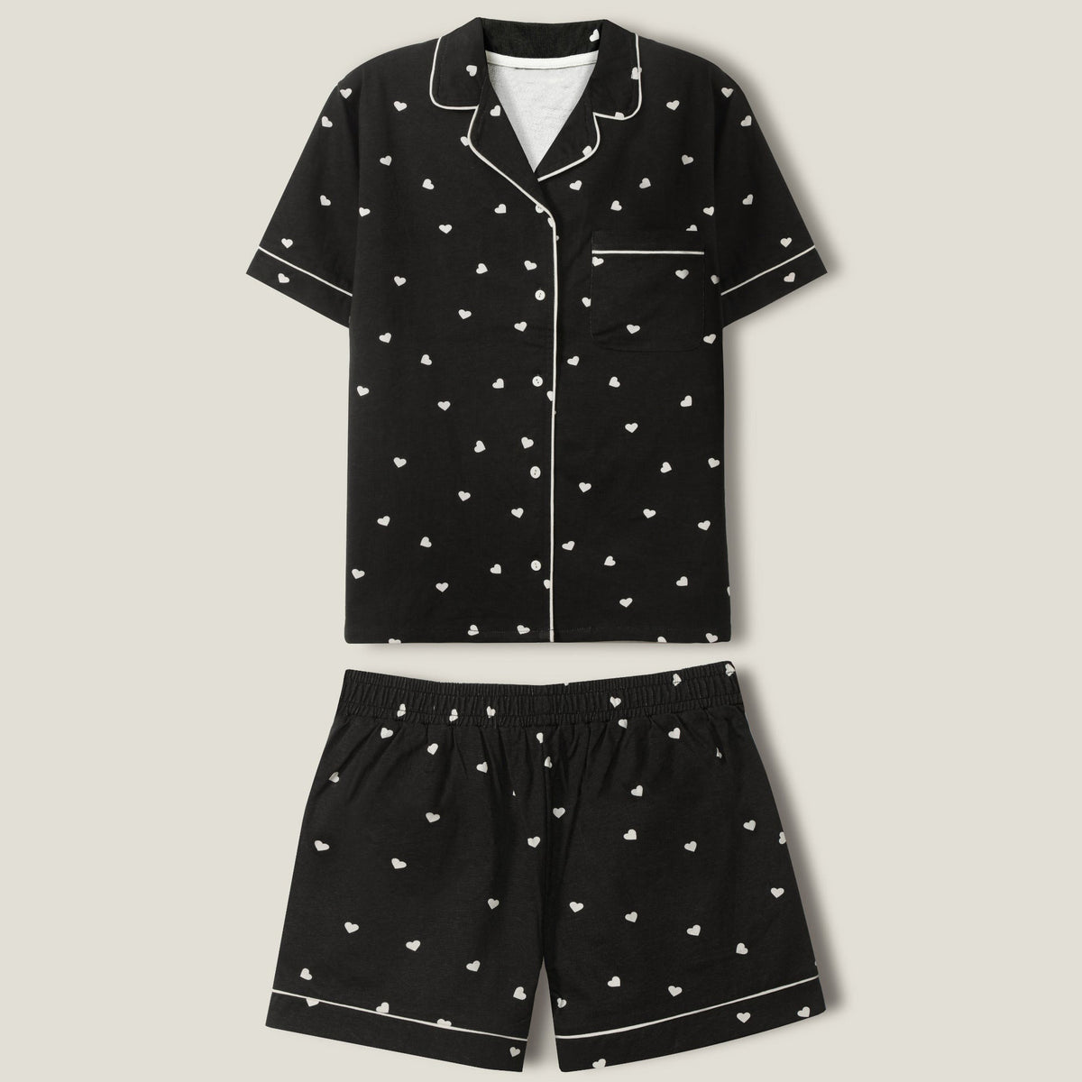 White Heart Printed Lounge wear- 2pc set