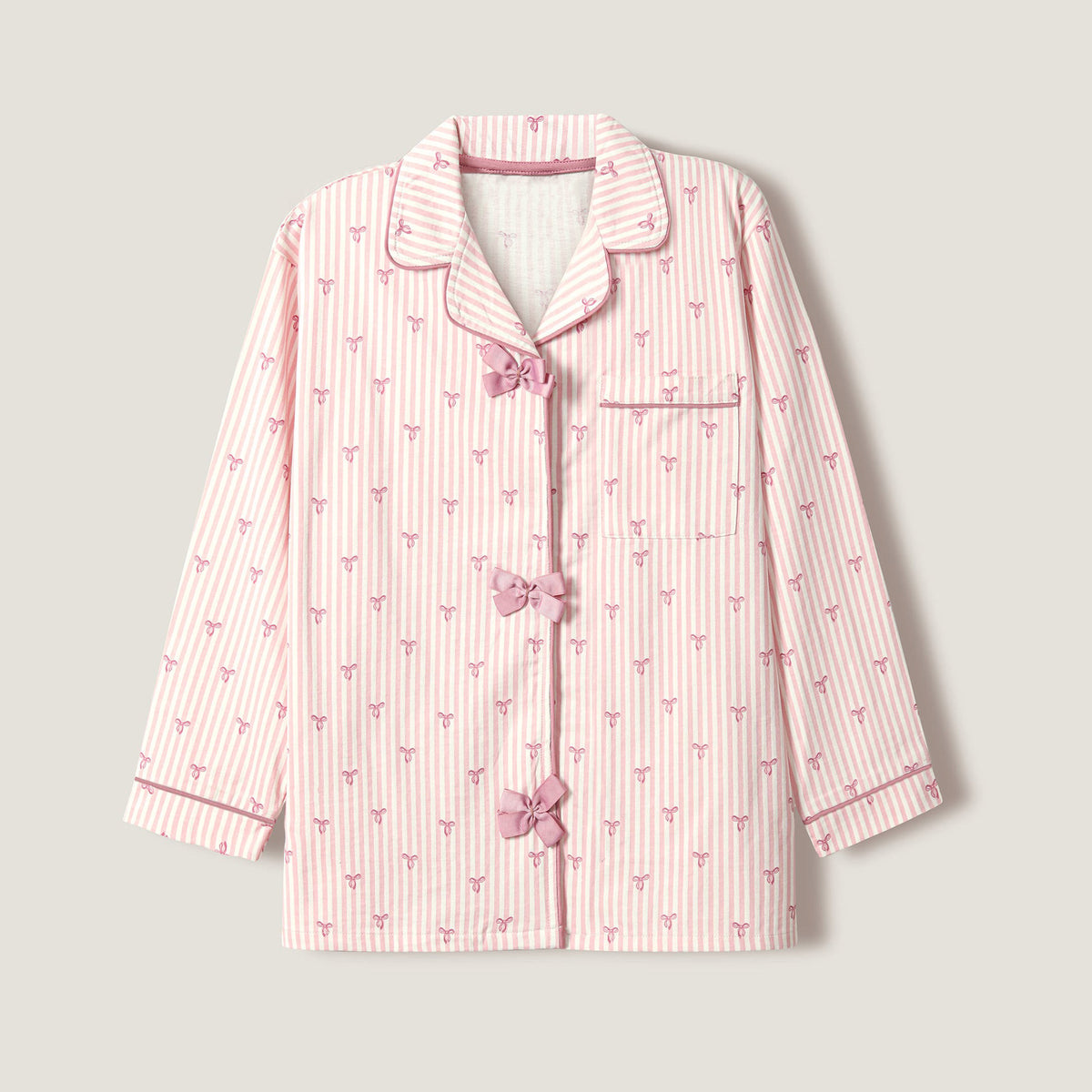 Pink Stripe Bow Lounge wear- 2pc set